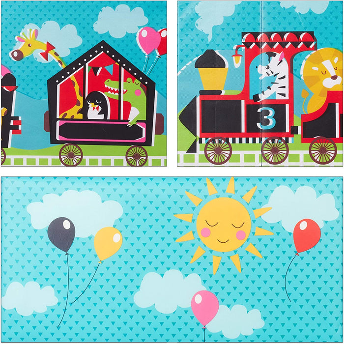 Circus Sitzbox Kinder, Faltbare Aufbewahrungsbox mit Stauraum, Deckel, Zirkus Motiv, Jungen & Mädchen, 50 l, türkis