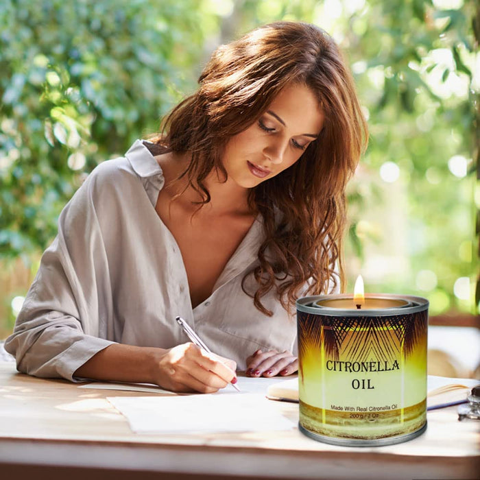 Citronella Kerze, 4x 200g Outdoor Kerze, Brenndauer ca.45 Std., Zitronengras Natürliche Sojawachs Kerze, Citronella Kerze Outdoor 