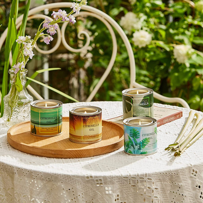 Citronella Kerze, 4x 200g Outdoor Kerze, Brenndauer ca.45 Std., Zitronengras Natürliche Sojawachs Kerze, Citronella Kerze Outdoor 
