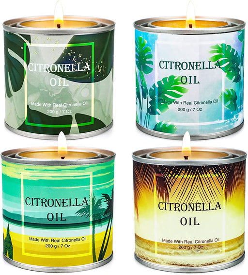 Citronella Kerze, 4x 200g Outdoor Kerze, Brenndauer ca.45 Std., Zitronengras Natürliche Sojawachs Kerze, Citronella Kerze Outdoor 
