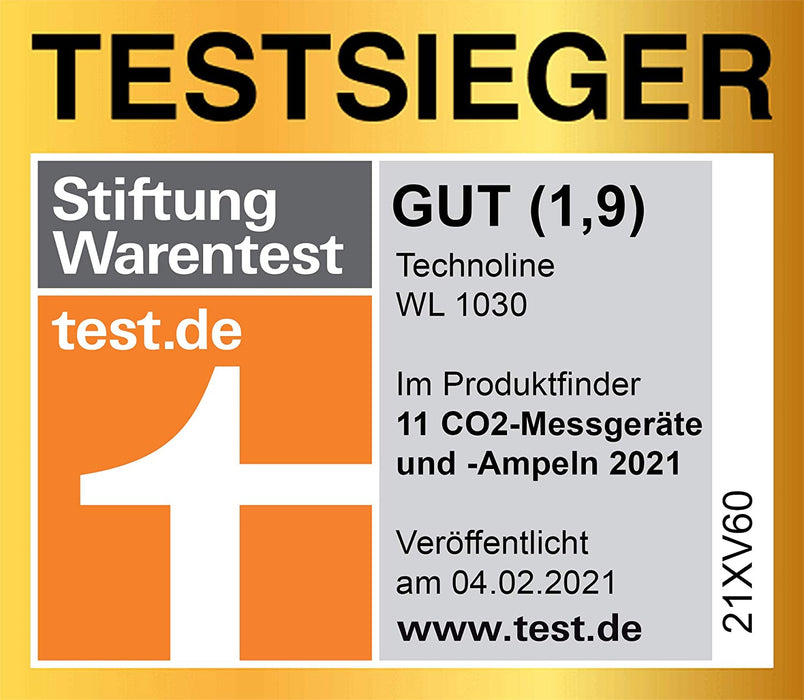 Co2 Messgerät, CO2-Anzeige, CO2-Ampel mit grafischen Lüftungsempfehlungen, NDIR, Schwarz