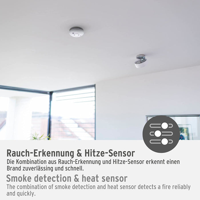 Connect WiFi Rauch-und Hitzewarnmelder WRHM01 mit App-Benachrichtigung (WLAN Rauchmelder inklusive 2X Batterien, geprüft nach EN 14604)