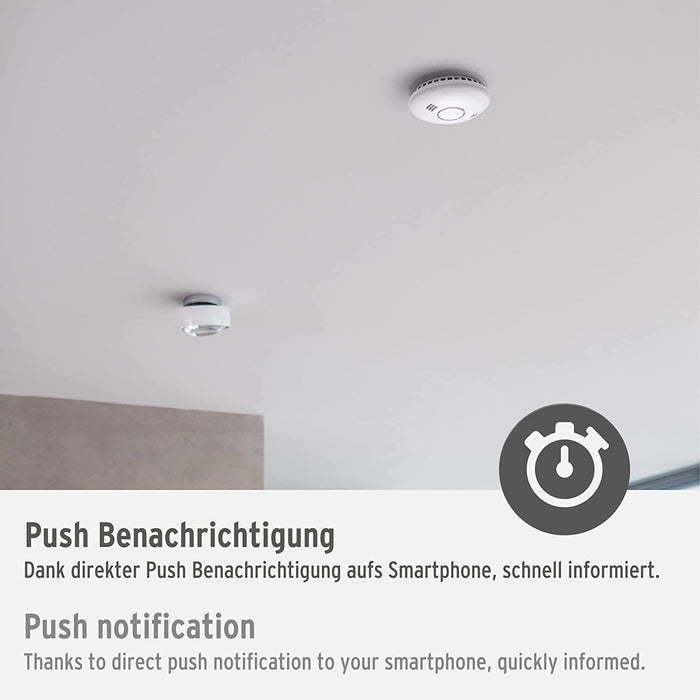 Connect WiFi Rauch-und Hitzewarnmelder WRHM01 mit App-Benachrichtigung (WLAN Rauchmelder inklusive 2X Batterien, geprüft nach EN 14604)