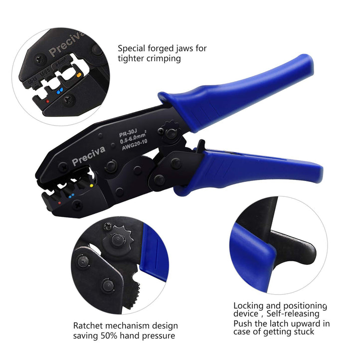 Crimpzange Kabelschuhe Set, Kabelschuhzange mit 700 stk. Elektrische Steckverbinder Quetschverbinder Sortiment 0,5-6 qmm für isolierte Kabelschuhe