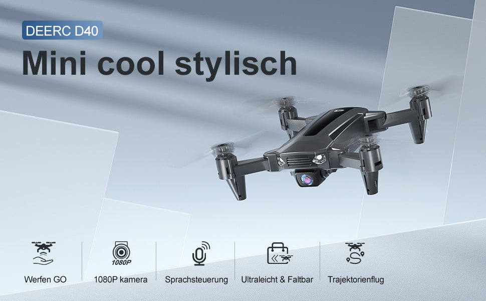 D40 Faltbare Drohne mit 1080P Kamera für Kinder, RC Mini Drone mit 2 Batterien lange Flugzeit,FPV Live Übertragung,App Steuerung für Anfänger