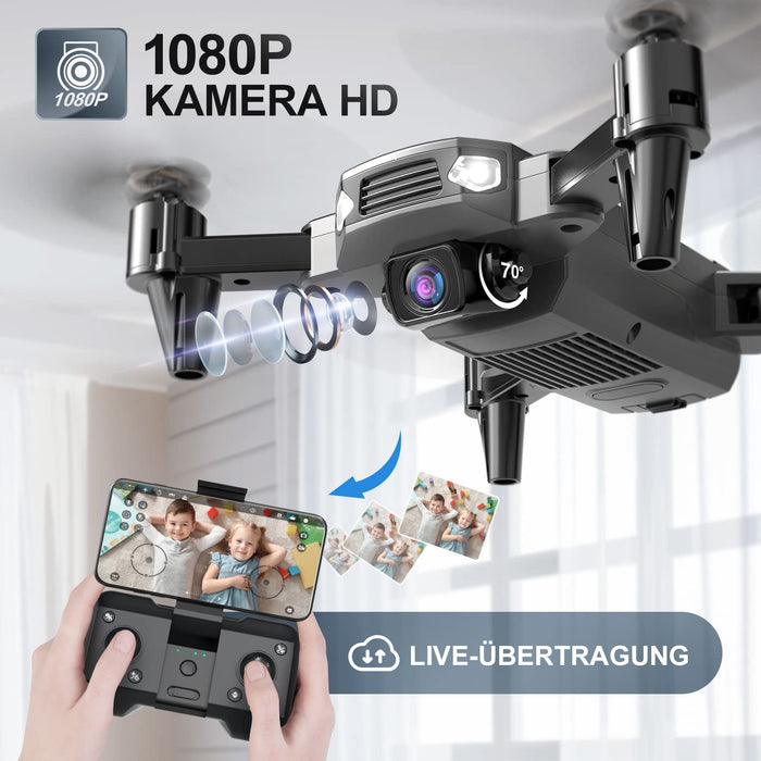 D40 Faltbare Drohne mit 1080P Kamera für Kinder, RC Mini Drone mit 2 Batterien lange Flugzeit,FPV Live Übertragung,App Steuerung für Anfänger