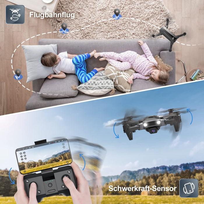 D40 Faltbare Drohne mit 1080P Kamera für Kinder, RC Mini Drone mit 2 Batterien lange Flugzeit,FPV Live Übertragung,App Steuerung für Anfänger