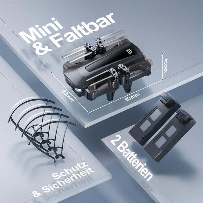 D40 Faltbare Drohne mit 1080P Kamera für Kinder, RC Mini Drone mit 2 Batterien lange Flugzeit,FPV Live Übertragung,App Steuerung für Anfänger