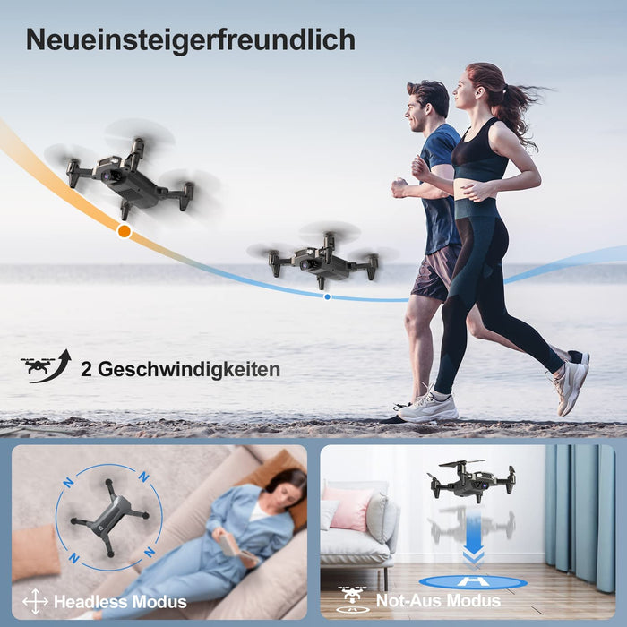 D40 Faltbare Drohne mit 1080P Kamera für Kinder, RC Mini Drone mit 2 Batterien lange Flugzeit,FPV Live Übertragung,App Steuerung für Anfänger