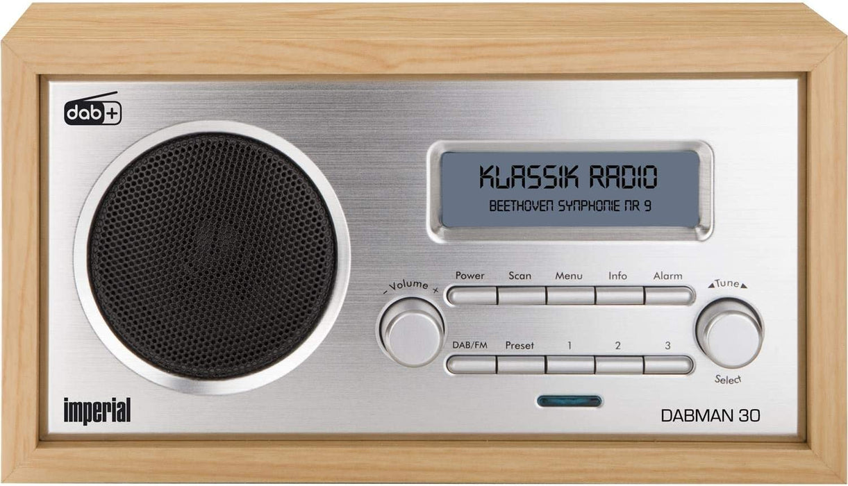 DABMAN 30 Digitalradio (DAB+/DAB/UKW, Aux In, inkl. Netzteil), Farbe:Holzoptik Buche