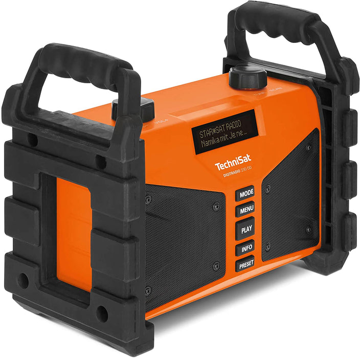 DAB+ Baustellenradio (DAB+, DAB, UKW, USB, AUX in, Bluetooth, leistungsstarker Akku, Favoritenspeicher, 2 x 6 Watt Stereo-Lautsprecher) orange