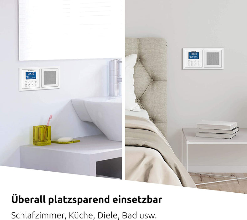 DAB+ Unterputzradio zur Anbringung in jeder Doppel Unterputzdose (DAB, UKW, Bluetooth-Empfang, dimmbares LCD-Display, Wecker, Sleeptimer