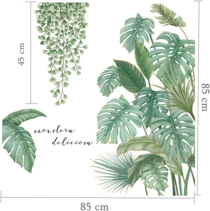 DIY Groß Wandtattoo Wandaufkleber, Grüne Pflanze Blätter Schildkrötenblatt Wandsticker Wanddeko für Wohnzimmer Schlafzimmer Flur Kühlschrank