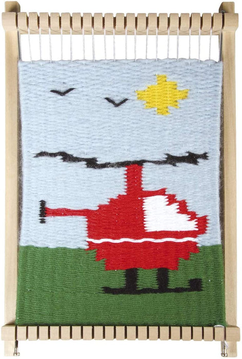 DIY Holz Kinder Webrahmen Set, Webbreite 16,5cm, Schulwebrahmen für Kinder, Erwachsene, inkl. Webschiffchen, Webkamm, Webrahmen Holz mit Zubehör