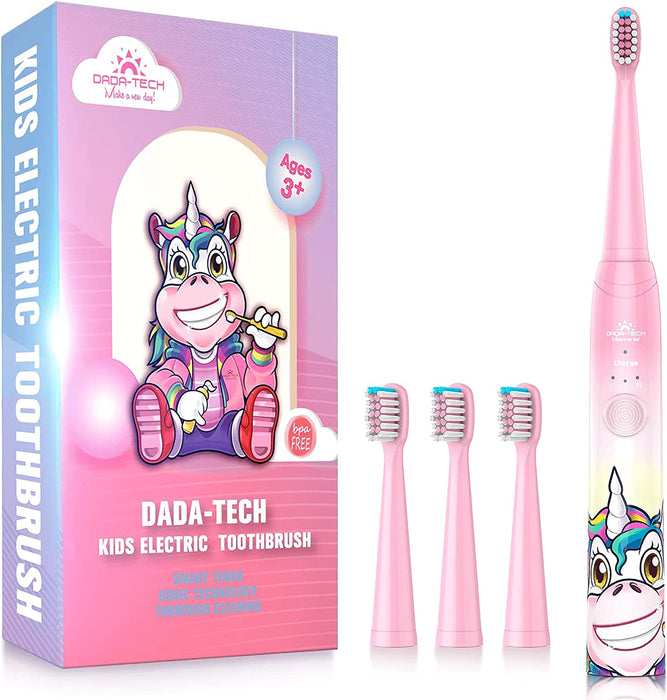 Elektrische Zahnbürste Kinder Wiederaufladbare, Ultraschall kinderzahnbürste mit Timer mit Schalltechnologie für Jungen und Mädchen ab 3 Jahren 
