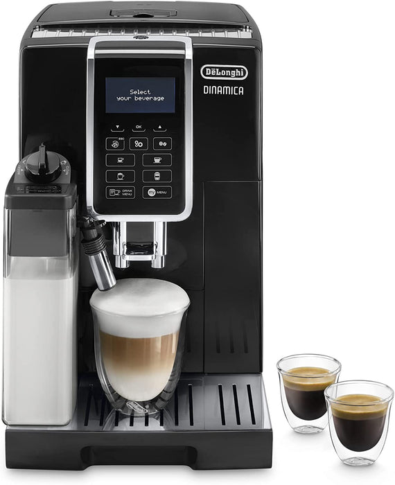 De'Longhi Dinamica Kaffeevollautomat mit LatteCrema Milchsystem, Cappuccino, Espresso und Kaffee auf Knopfdruck, Digitaldisplay, 2-Tassen-Funktion