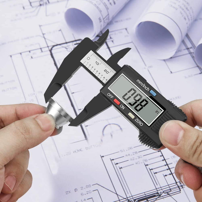 Digital Messschieber, 150mm  6-Zoll Digitale Schieblehre mit großem LCD-Display für Außen-, Innen- Und Tiefenmaß,2 Ersatzbatterie