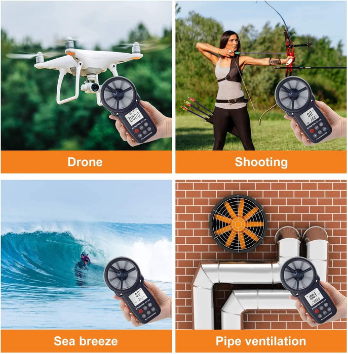 Digitaler Anemometer Handheld Windmesser Wind Speed Meter Gauge,Präzise Messung der Windgeschwindigkeit (CFM) mit MAX/MIN/AVG