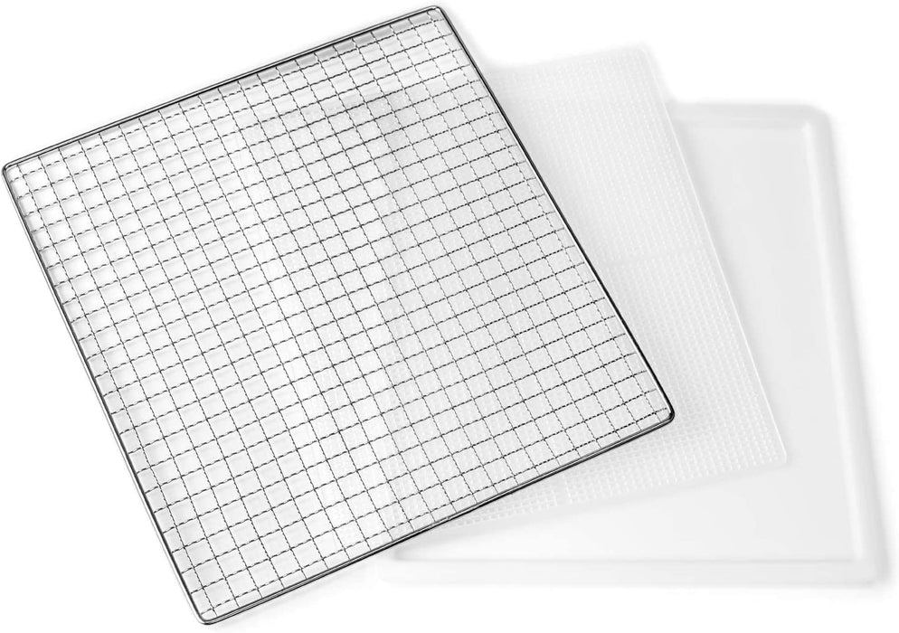Dörrautomat große Dörrfläche 0,6 m², inkl. 6 Edelstahl-Dörrtabletts, 1 Dörrgitter, 1 Dörrmatte, LED-Display, 24 Std. Zeitschaltuhr, Temperatur einstellbar (35 °C – 75 °C)