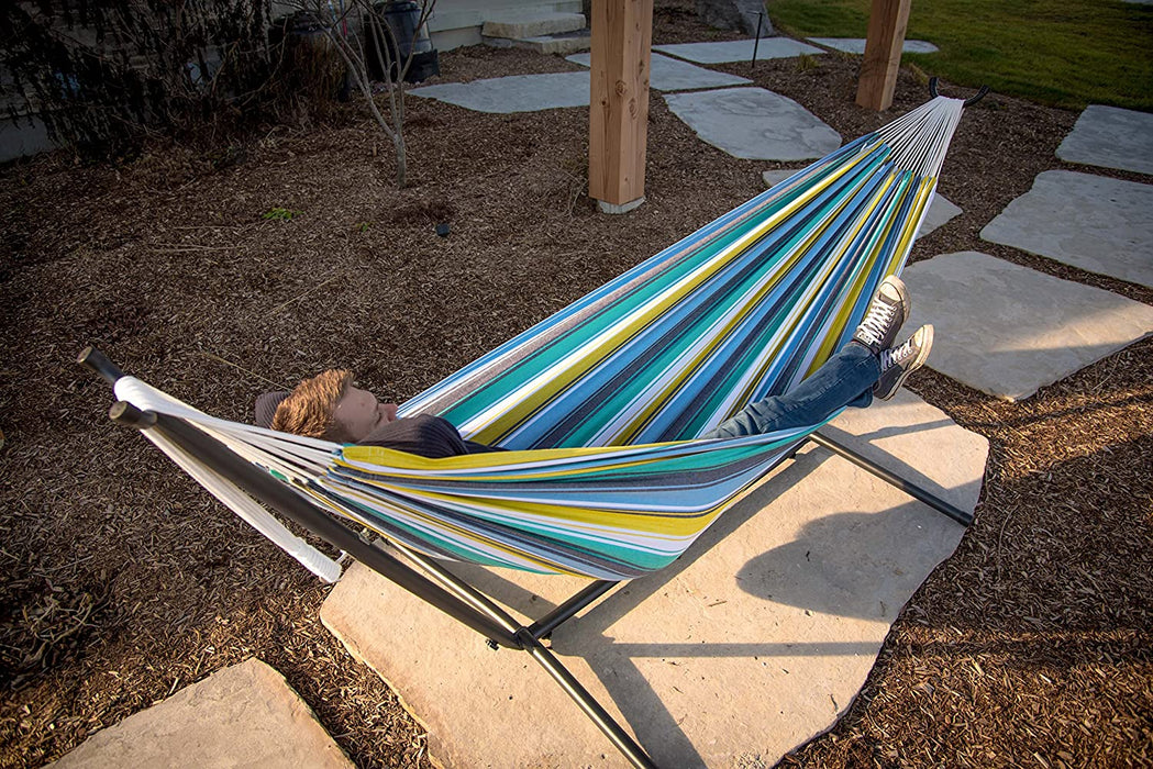 Doppel Baumwolle Hängematte mit Hängemattengestell 250 cm, Cayo Reef