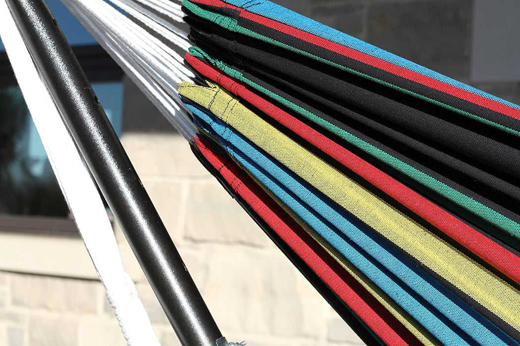 Doppel Baumwolle Hängematte mit Hängemattengestell 250 cm, Rio Nacht, Rio Night, XL