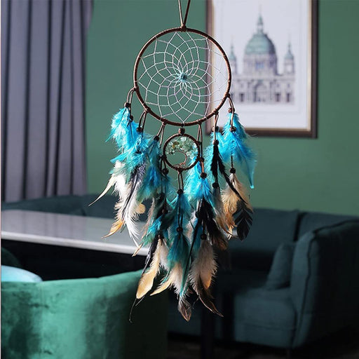 Dreamcatcher Handgefertigt Traumfänger Feder Traumfänger Traumfänger Klein Dream Catchers für Wandbehang Wohnkultur Ornamente Handwerk Dekoration (70) (Moon)