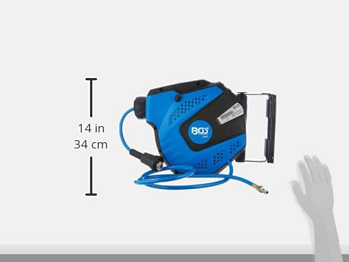 Druckluftschlauch mit Aufroller | automatisch | 10 m + 1,5 m Zuleitung | 180° schenkbar | Schlauchaufroller | Druckluftschlauchtrommel