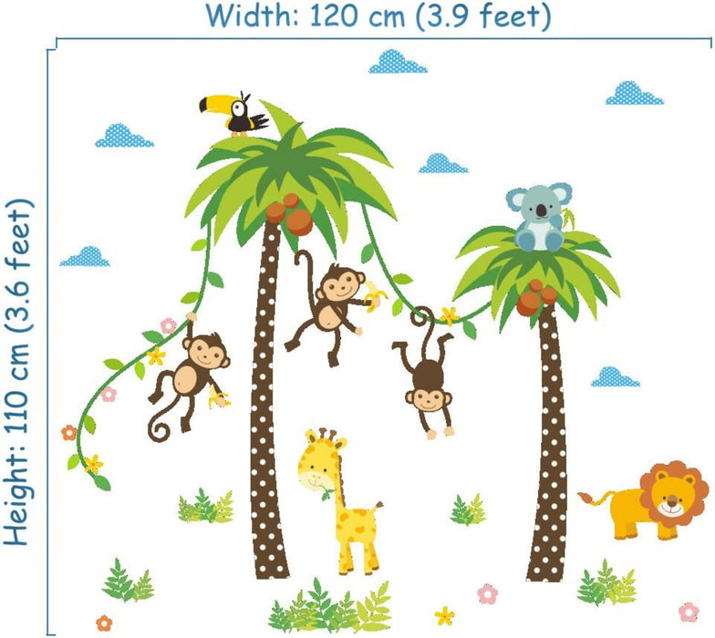 Dschungel Abnehmbare Wandsticker Kinderzimmer Babyzimmer deco für Geburtstag Party in Geschenk Verpackung
