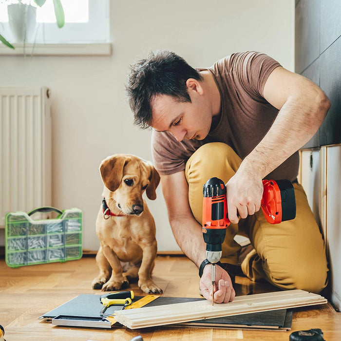 Dübel Schrauben Set, Sortimentskoffer mit Spreizdübeln, Sechskant- & Spanplattenschrauben, 14 Fächer, grün