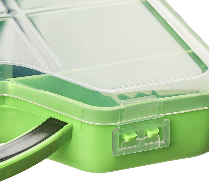 Dübel Schrauben Set, Sortimentskoffer mit Spreizdübeln, Sechskant- & Spanplattenschrauben, 14 Fächer, grün