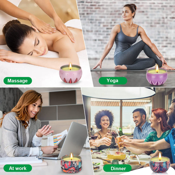 Duftkerzen Geschenkset für Frauen, 8er-Pack 2,8 Unzen Aromatherapie-Kerzen Natürliches Sojawachs Reisedose Stressabbau Duftkerze für Muttertag
