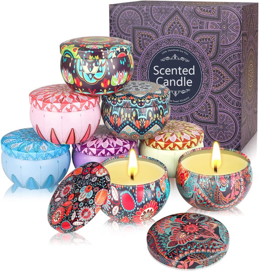 Duftkerzen Geschenkset für Frauen, 8er-Pack 2,8 Unzen Aromatherapie-Kerzen Natürliches Sojawachs Reisedose Stressabbau Duftkerze für Muttertag