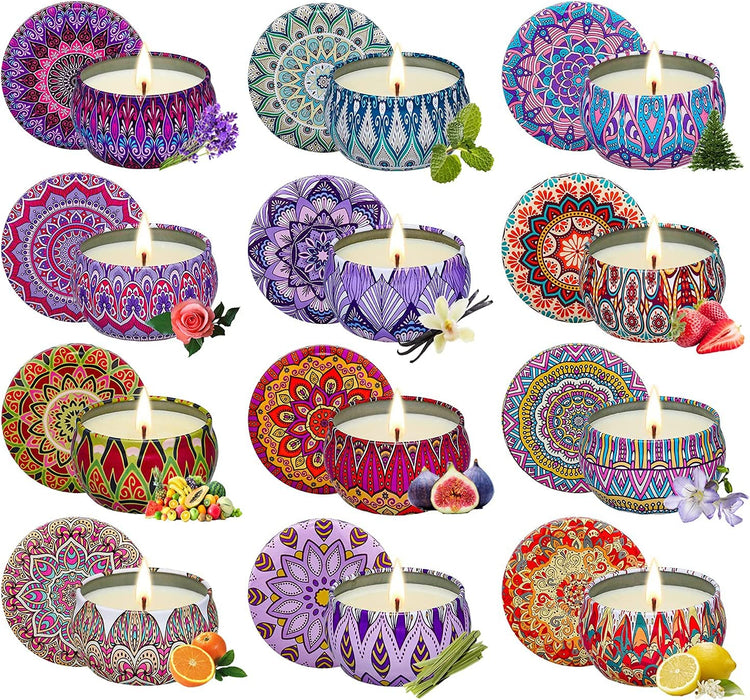 Duftkerzen Set Geschenke für Frauen Mama Weihnachten, 12 Stück 2.5 Oz Sojawachs Duft Kerzen Geschenkset mit 12 Personalisierte Aromen 