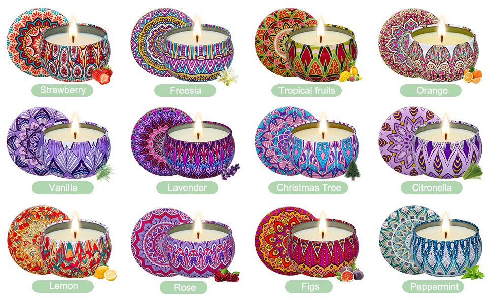 Duftkerzen Set Geschenke für Frauen Mama Weihnachten, 12 Stück 2.5 Oz Sojawachs Duft Kerzen Geschenkset mit 12 Personalisierte Aromen 