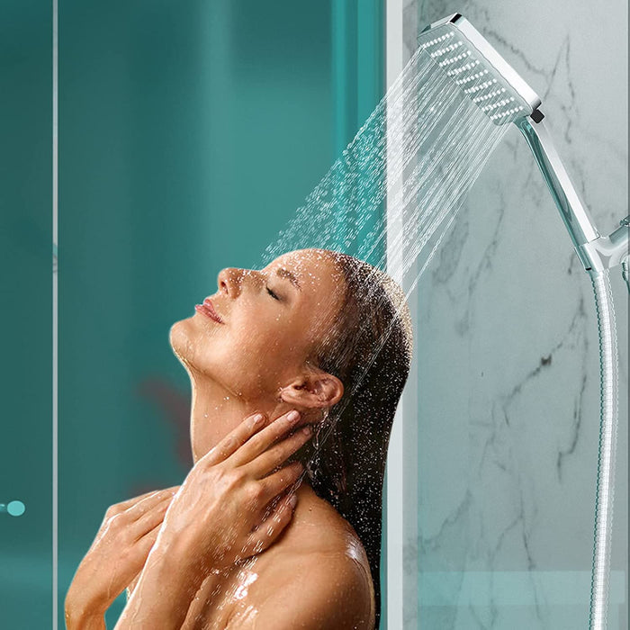 Duschkopf Stress Erhöhen mit 6 Strahlarten, Große Platte mit 72 Löchern sprühen Sie gleichmäßig Wasser, Universal Duschbrause für Baden und Spa