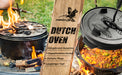 Oven Feuertopf Eingebrannter Gusseisen Kochtopf mit Füßen Doppelfunktion Deckel Deckelheber E-Book für Garten Lagerfeuer Camping Größe L
