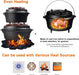 Dutch Oven Feuertopf Eingebrannter Gusseisen Kochtopf mit Füßen Doppelfunktion Deckel Deckelheber E-Book für Garten Lagerfeuer Camping Größe M