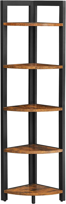Eckregal mit 5 Ablagen, Bücherregal, Aufbewahrungsregal, multifunktional, für Wohnzimmer, Schlafzimmer, Büro, 30 x 30 x 150 cm, Industrie-Design