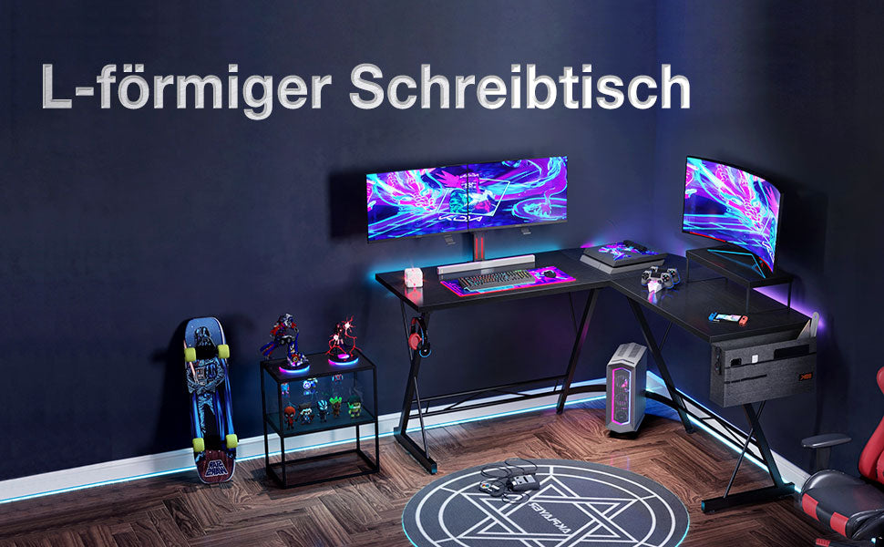Eckschreibtisch, Schreibtisch, Gaming Schreibtisch, Computertisch Schreibtisch L-Form, ODK Modern & Robust Büro Tisch Arbeitstisch, Kratzfest