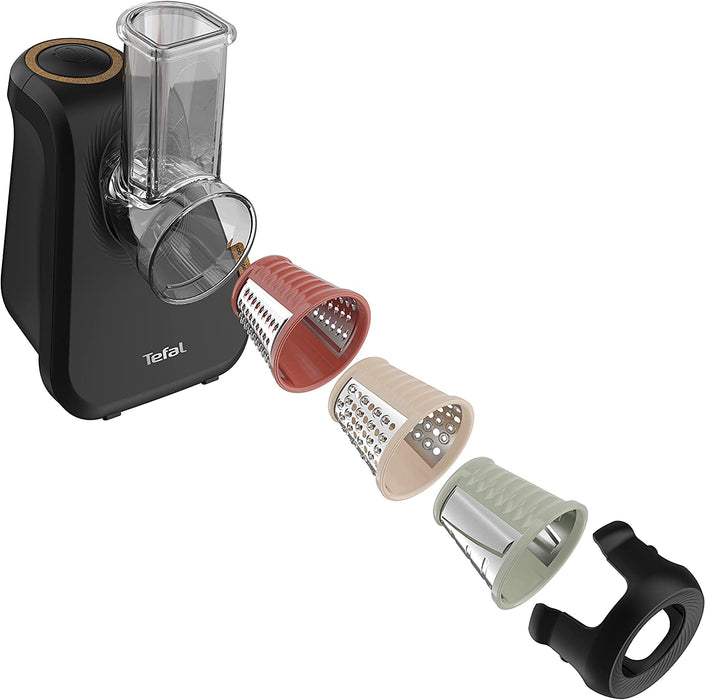 Eco Respect Reibe  200-W-Motor  3 verschiedene Kegel-Aufsätze  Eco-Design  9% recycelter Kunststoff  Schwarz