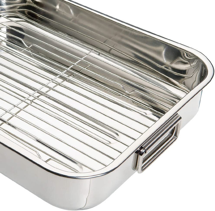Edelstahl-Bratenform mit Rost, Groß, 43 x 31 cm