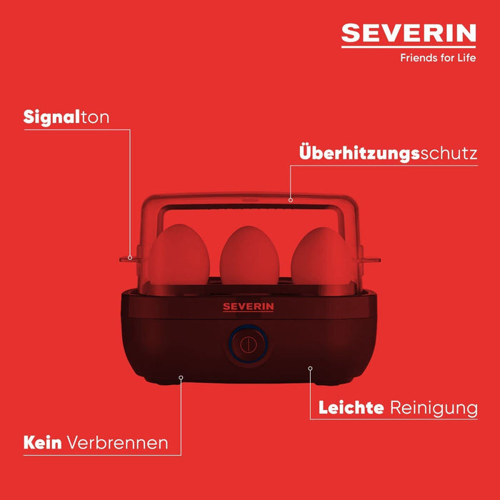 Eierkocher für 6 Eier, inkl. Messbecher mit Eierstecher, Eier Kocher mit Signalton nach Ende der Kochzeit, schwarz, ca. 420 W