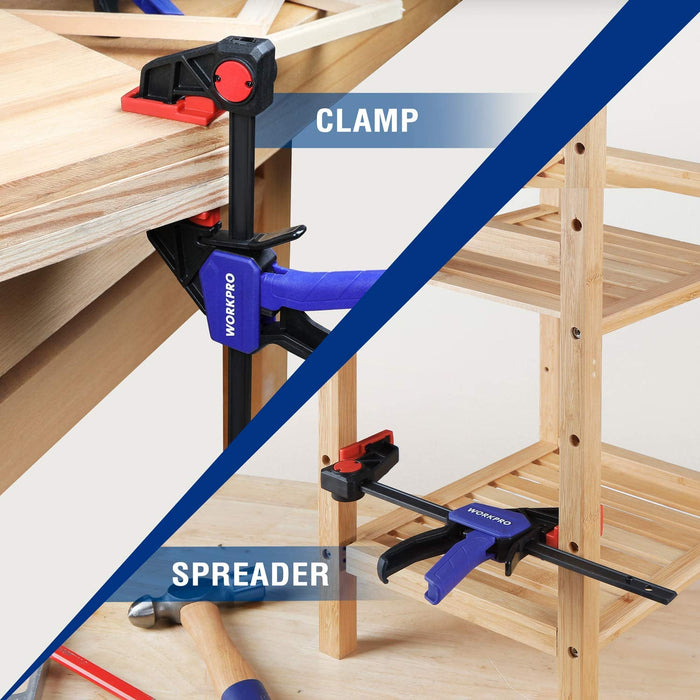 Einhandzwingen Set 2 Stück Schraubzwingen Spanner, Spannweite 150 mm Dehnbereich 135mm - 285mm Spannkraft 68kg, Stahl und Nylon für präzises Fixieren