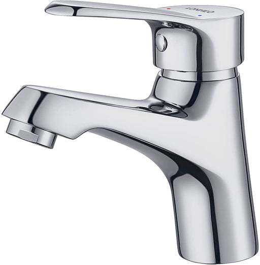 Einhebel Wasserhahn Bad Mischbatterie mit 50cm Kaltes Warmes Wasser 3/8 Zoll Schläuche, Verchromt Badezimmer Armatur Waschtischarmatur für Waschbecken