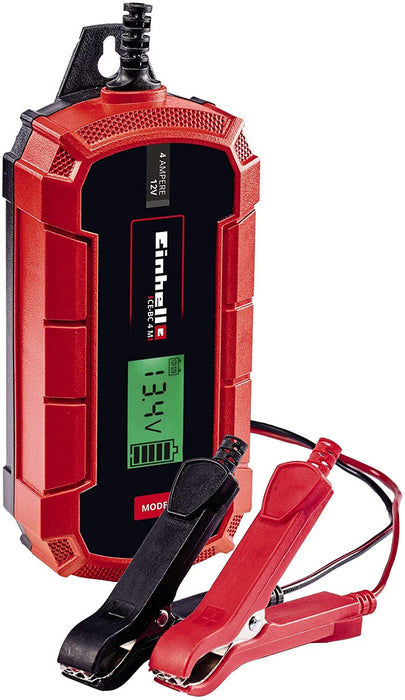 Batterie-Ladegerät (intelligentes Batterieladegerät mit Mikroprozessorsteuerung für verschiedenste Batterietypen, u.a. Kfz/Krad, max. 4 Ampere Ladestrom)