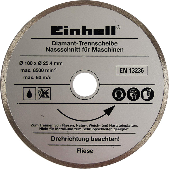 Einhell Fliesenschneidmaschine (600 W, Schnitthöhe 35 mm, Tischgröße 330 x 360 mm, Diamant-Trennscheibe-Ø 180 mm)