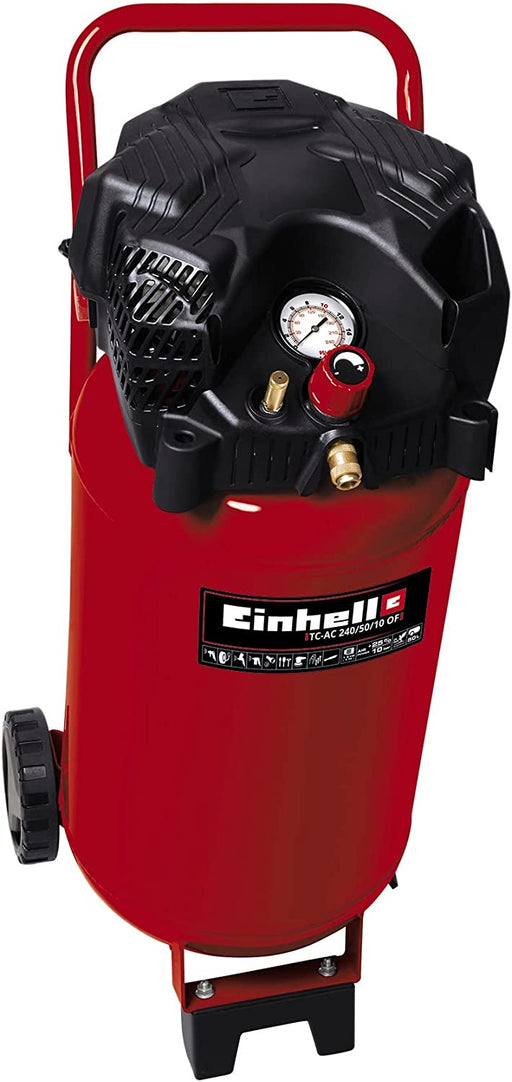 Einhell Kompressor (1500 W., max. 10 bar, 50 l-Tank, 240 l/min Ansaugleistung, Motordrehzahl 18000 min^-1, Druckminderer, Manometer, ölfrei)