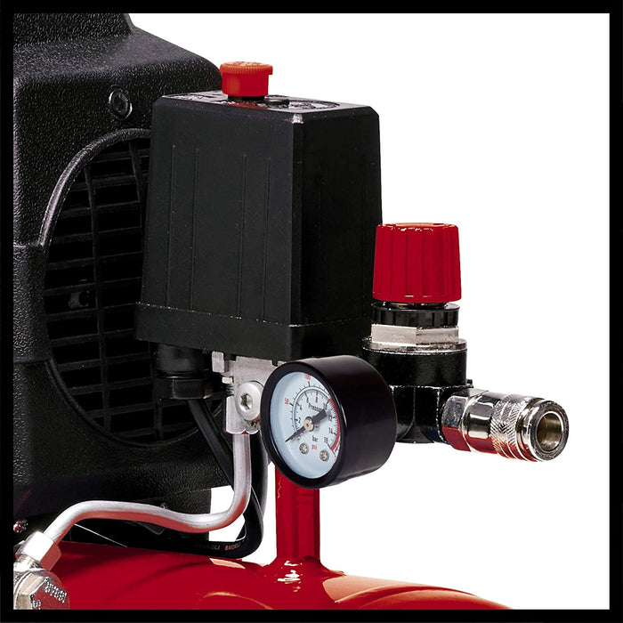Einhell Kompressor (1500 W., max. 8 bar, 24 l-Tank, 165 l/min Ansaugleistung, Motordrehzahl 2850 min^-1, Druckminderer, Manometer, Ölschmierung)