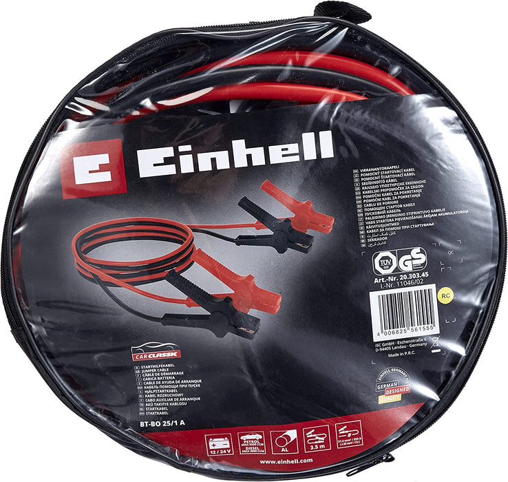 Einhell Starthilfekabel für Benzin- und Dieselmotoren (4 vollisolierte Polzangen, mit praktischer Tragetasche)