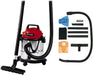Einhell Nass-Trockensauger (1.250 W Leistung, 36mm Schlauchsystem, 12 l Edelstahlbehälter, Schaumstofffilter, umfangr. Düsenzubehör), Rot, Schwarz, Weiss